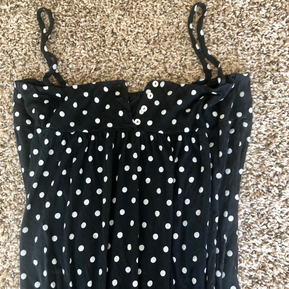 Anthropologie Black and Grey Polka Dot Top